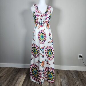 Eci Floral Maxi‎ Dress Womens 2 Ruffle Resort Vacation Cruise Summer  Paradise